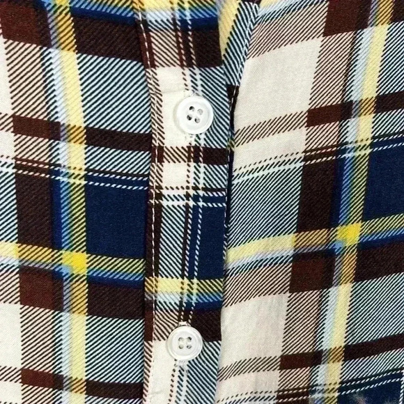 Boho Jane Womens Shirt Brown & Blue S Sleeveless Ombré Plaid Back/Applique Boho - Picture 6 of 10